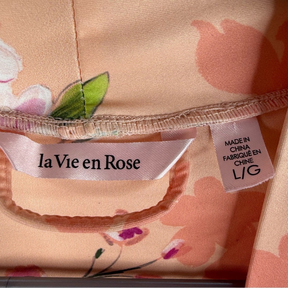 La Vie En Rose robe lace sleeves flowers Floral Kimono Robe - Peach and Pink - Picture 9 of 12